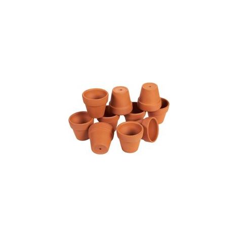Mini vasi in terracotta (set da 10) - Piccoli vasi da fiori con foro di drenaggio - Piccoli vasi in ceramica per piante, cactus, succulente, fiori - 6,6 x 4,1 x 6,4 centimetri