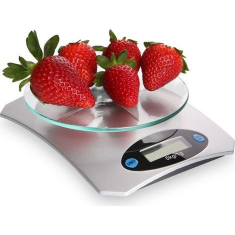 Kitchen scale - Lightweight and portable with LCD screen - Digital display - Easy to clean - Maximum weight: 5 kg - Grey (1/5)