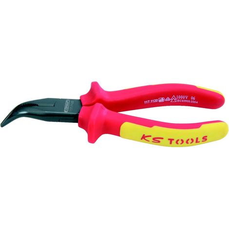 KS Tools 117.1121 Pinza a Punte Mezzotonde VDE Ergotorque, Piegate, 208 mm