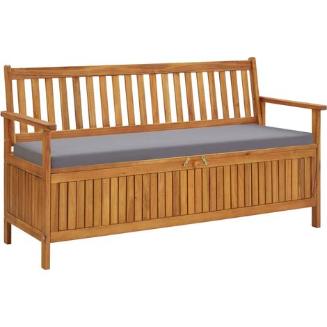 Gartenbank mit Stauraum und Auflage 148 cm Massivholz Akazie (1/5)