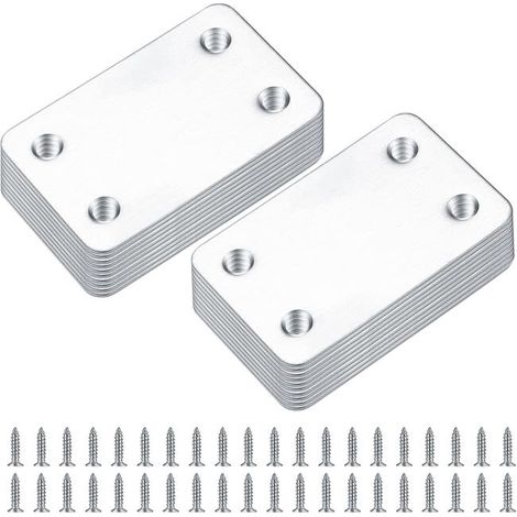 (20 pezzi) Piastre di assemblaggio piatte perforate, piastre di fissaggio piatte dritte, connettori ad angolo, piastre di collegamento (1/5)