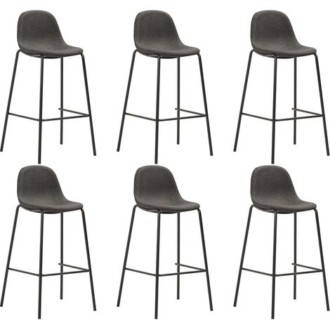 Lot de 6 Tabourets de bar Style Contemporain Chaises de bar Gris foncé Tissu 97255 (1/5)