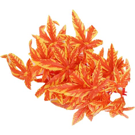 Plantes artificielles pour reptiles, plantes en plastique réalistes, feuilles suspendues décoratives avec ventouse pour terrarium, aquarium, T-007 Orange (1/5)