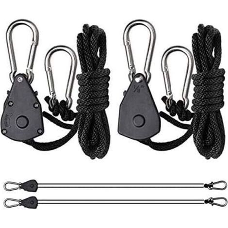 Corde à cliquet avec crochet - OKZ - 1 paire - Haute résistance - Réglable - Noir