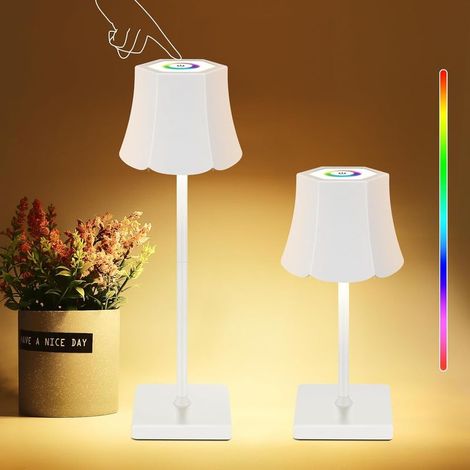 CYRILL – Lampe de Table sans Fil, Lampe de Table LED à Intensité Variable, Contrôle Tactile, 3 Luminosité Réglables + RVB, Lampe de Table Rechargeable,Étanchéité IP54 pour Restaurant Chambre Camping B (1/5)