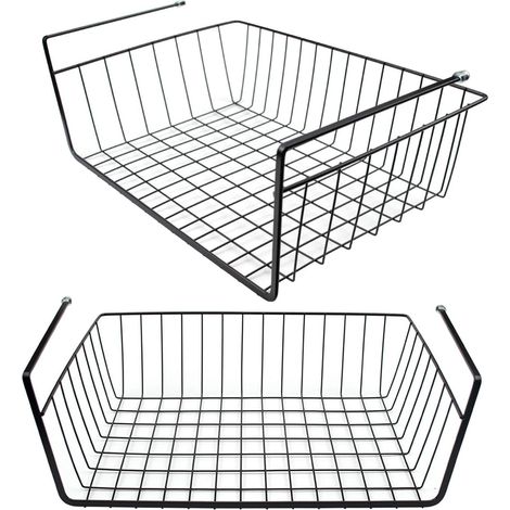 Panier Sous Étagère - Panier Métallique Suspendu Pour Rangement Sous Meuble - Compatible Cuisine Placard Bureau Bibliothèque - 1 Pièce - 36 x 25 x 13 cm (1/5)
