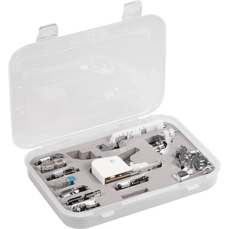 15pcs Pieds Presseurs pour Machine à Coudre Ensemble Marche Pied kit pour Machine À Coudre Domestique Brother Singer (1/5)