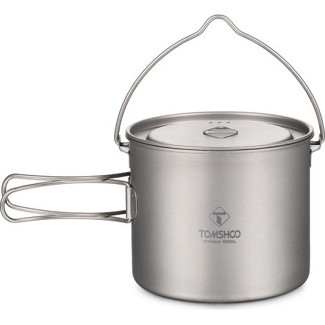 TOMSHOO Titan-Topf 750 ml/900 ml/1100 ml/1600 ml/2000 ml/2800 ml Ultraleichter Hänge-Topf mit Deckel und Folie - 1100 ml (1/4)