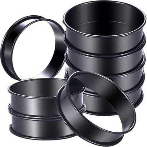 8Pack Crumpet Rings NONSTICK English Muffin Rings 4 Inch - Stainless Steel Double Rolled Tart Rings (1/5)