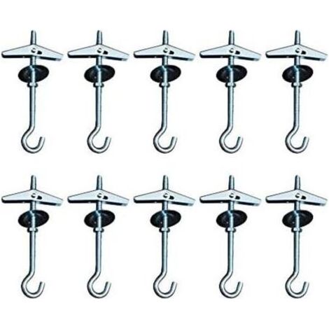 9cm Heavy Duty Crochets De Plafond Swag Suspendus Crochets À Bascule Boulon Ailes Crochet,pour L'installation Au Plafond Suspendu Plantes Fixation Murale Crochets D'orchidées(10) (1/4)