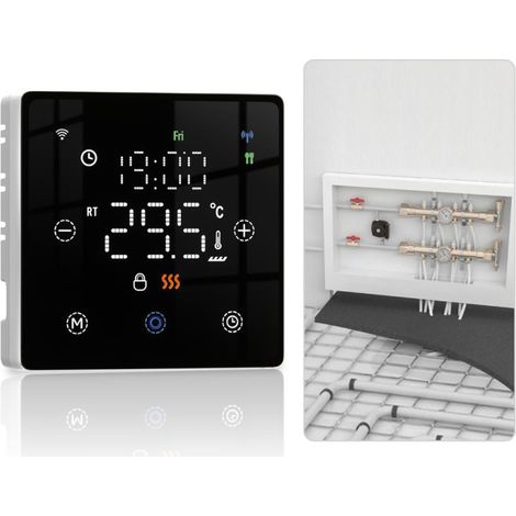 Thermostat intelligent Zigbee pour maison connectée, thermostat à économie d'énergie pour chaudière et chauffage au sol, thermostat basse consommation, alimenté par piles (piles non incluses) (1/4)