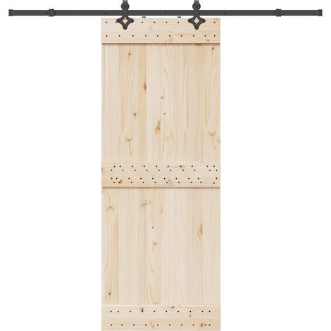 Schiebetürbeschlag-Set 213,5 cm Stahl Schwarz