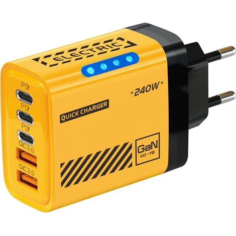 Xiaomi 240W Schnellladegerät, 2 USB + 3 USB-C Multiport-Ladegerät, 240W mit Kontrollleuchte, Ladekopf für iPhone 16 und 15 Pro, EU-Netzadapter. (1/5)