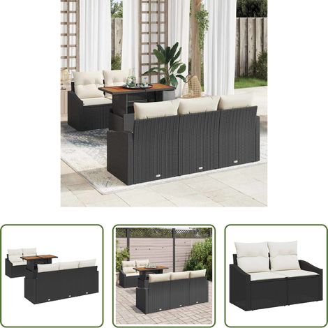 Salle à manger extérieure - Ensemble de salle à manger pour jardin 6 pcs Noir et Crème (1/5)