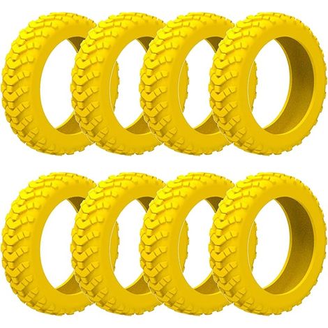 Lot de 8 housses de protection de roue en silicone pour bagages - Antidérapantes et imperméables - Pour chaises de bureau et la plupart des roues pivotantes à 8 roues (noir), jaune, Jaune (1/5)