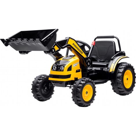 Escavatore Cavalcabile per Bambini a Batteria 6V con Doppio Motore, Velocità 1.5-2.5 km/h, Ruspa Giocattolo per Bambini di 3-5 Anni con Suoni e Luci, 132x62x65 cm, Giallo