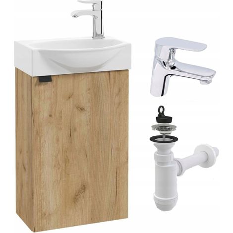 STAMAR  Badezimmermöbel mit Waschbecken - 40 cm - Eiche Craft Gold - Modernes Design - Kompakt und Funktional