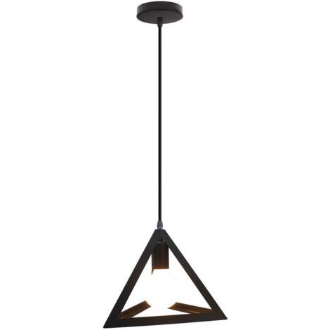 royaluxe- Plafonnier Triangulaire En Métal Suspension Luminaire Moderne E27, Noir Pour Loft, Café, Bar, Restaurant (1/5)