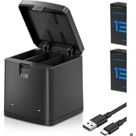 Batterie Hero 13 - 2100 mAh - Chargeur USB 3 Emplacements Type C - Compatible Hero 13 Black - Kit de 2 Batteries (1/4)