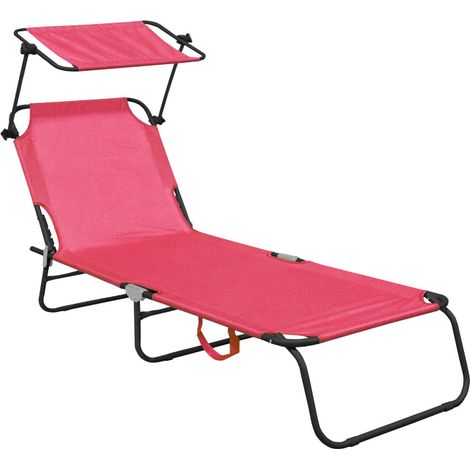 Aga Chaise longue de jardin réglable avec auvent Rose