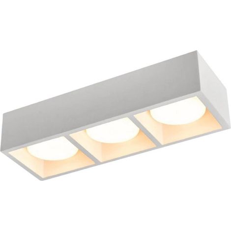 Applique in Gesso Rettangolare Verniciabile GX53 3 Luci – Plafoniera Soffitto 310x110 mm con Lampadine Incluse CCT