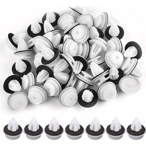 50 Pièces Clips De Fixation Voiture,Clips Voiture, Universal Retenue Vehicle Clips Rivets en Plastique, Fixation De Carrosserie Garniture De Voiture pour Auto Voitures Panneaux De Portes(Blanc) (1/4)