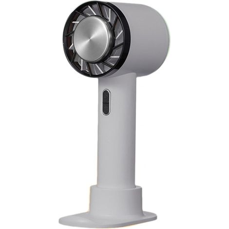 Mini ventilador portátil recargable por USB, 3 velocidades, base extraíble, diseño compacto gris, ideal para la oficina y uso en exteriores. (1/5)