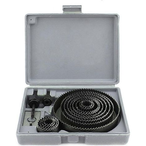 Lochsägen-Bohrer-Set, 16-teilig, mit Dornen, Sägen und Koffer, für Holz, Kunststoff und Blech
