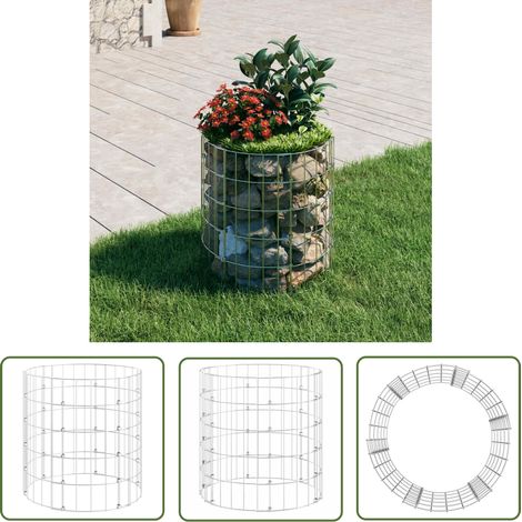 The Living Store Poteau à gabion circulaire Acier galvanisé Ø50x50 cm - Clôture Ronde - Gabion Rond - Bordure De Jardin - Panneau De Clôture - Décoration Extérieure (1/5)