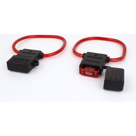 50A Waterproof Blade Type 2 Pcs Fuse Holder for Car Red  Material: PVC, Brass, Size: 6x3.8x1.5cm, Cable Circumference: 11 in (1/2)