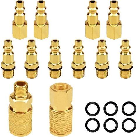 ZOLGINAH 1/4" NPT Luftkupplungs-Steckerset – 12-teiliges Set für Luftkompressoren, amerikanischer Schnellverbinder für Druckluft (1/5)