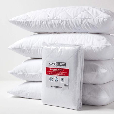 HOMESCAPES Quilted Pillow Protector, Pack of 4