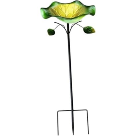 Mangeoire à oiseaux queue de paon en fer pour jardin, cour, décoration extérieure, résistante à la rouille, bol d'eau pour oiseaux sauvages, station d'arrosage verte (86 x 22 cm) (1/5)