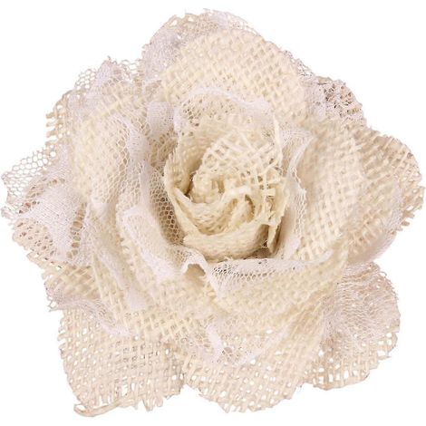 Fleur en toile de jute, décoration de mariage, sens esthétique, création de tête de fleur pour cérémonie, à faire soi-même pour un mariage ou Noël-6.5cm
