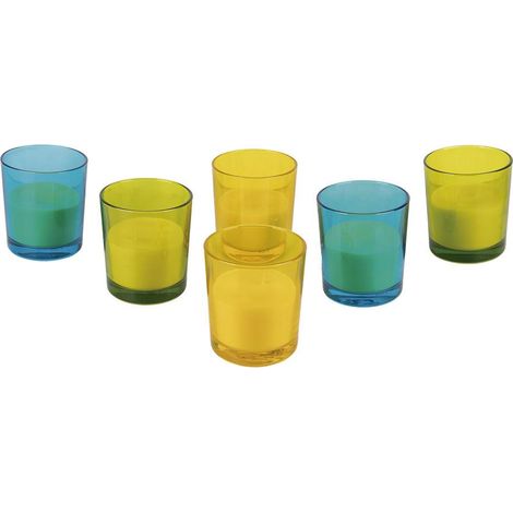 COFAN vela aromática de citronela vaso decorado 200 g , Disfruta de la perfecta combinación de estilo y funcionalidad con las velas de citronela en vasos de colores (verde, amaril (1/4)