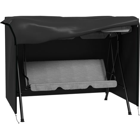 CHICFURN Funda protectora para columpio de 3 plazas 205x124x164 cm poliéster negro jardín (1/5)