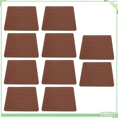 Tapis à macarons - FAFEICY - 30 trous - Bordure rouge - Lot de 10 - Silicone haute température (1/4)