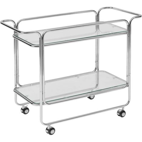 Desserte chariot à roues avec plateaux en verre - Longueur 92 x Profondeur 40 x Hauteur 71 cm (1/5)