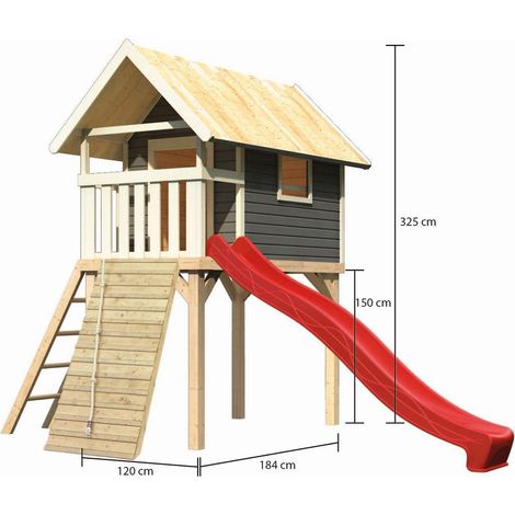 Akubi Gernegroß terra mit Rutsche rot und Holzrampe