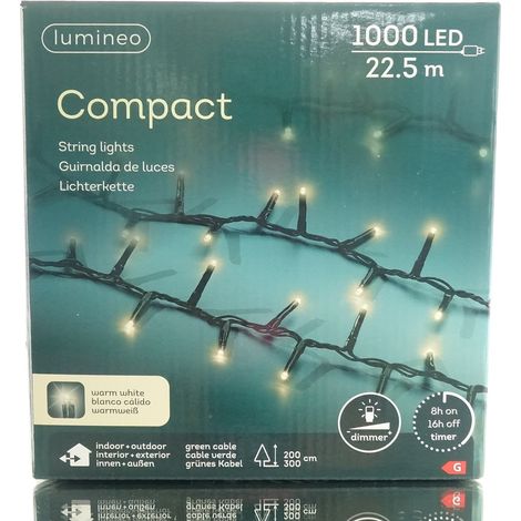 Lumineo LED Lichterkette Compact frün 22,5 Meter 1000 Lichter - warmweiß (1/5)