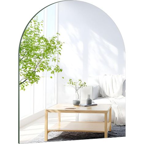 Wall Mirror 50 x 40 cm Stick On Wall Sticker Frameless Mirror Glass Mirror for Bathroom Cabinet Door Hallway Bedroom (Arch) (1/5)