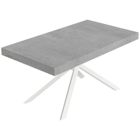 Tavolo Allungabile 160-244x80x74 cm Niket Cemento Gambe Bianche (1/5)
