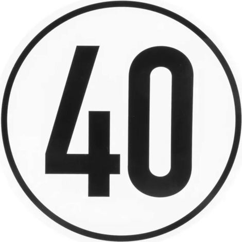 Autocollant limitation de vitesse 40 km/h diamètre 200mm plastique noir blanc tracteur remorque caravane