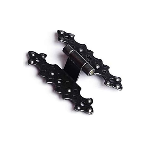 Cerniere rustiche in ferro martellato nero collo alto 55 x 92 mm. (1/2)