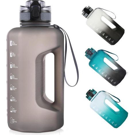 2.2L Sport Trinkflasche mit Zeitmarkierung und Griff - BPA-frei - Grau (1/5)
