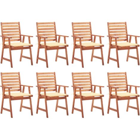 Chaises à dîner,Chaises à manger, Fauteuils de Relaxation d'extérieur 8 pcs avec coussins Acacia massif BGT46009 (1/5)