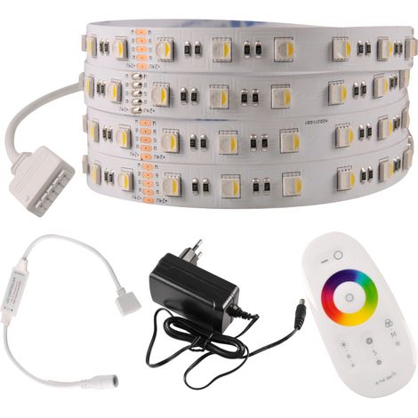 Kit Striscia LED RGB+4000K 5m 24V IP20 con telecomando Polux (1/5)