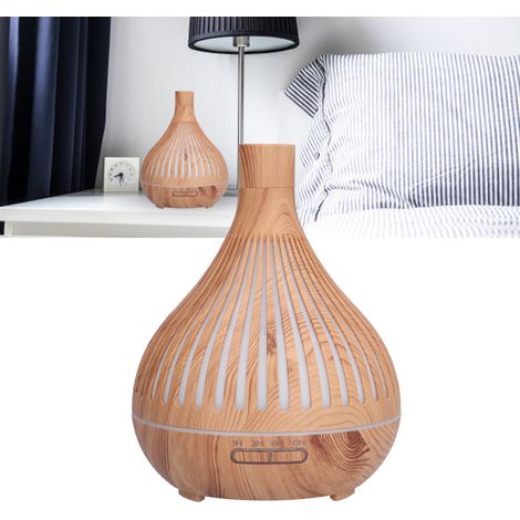 400-ml-Luftbefeuchter in Holzoptik, Fernbedienung, Aromatherapie-Luftbefeuchter, Luftbefeuchter mit integriertem Nachtlicht, Aromatherapie-Diffusor in Holzoptik, 100–240 V (britischer Standard) (1/5)