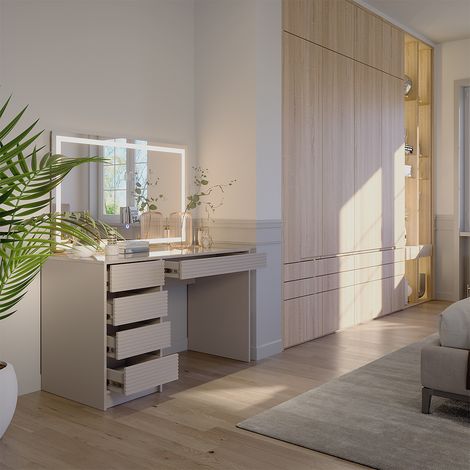 Schminktisch Sherry, Cashmere, 120 cm mit LED-Spiegel, Vicco
