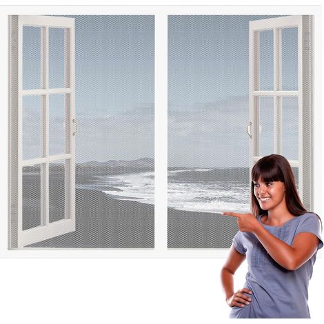 Rideau Magnétique Anti-Insectes 50 x 162 cm Magnétique Moustiquaire Porte Aimants et Bande Adhesive pour Salon Fenêtre Balcon, Blanc (1/5)
